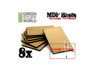 Green Stuff 366392 Socles RECTANGULAIRES 75x50mm en MDF