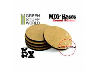 Green Stuff 367207 Socles ROND 50 mm en MDF