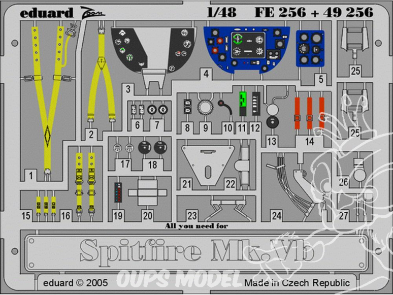 EDUARD photodecoupe avion 49256 Spitfire Mk.Vb Tamiya 1/48