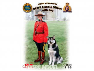 Icm maquette voiture 16008 Gendarmerie royale du Canada Officier féminin avec chien 1/16