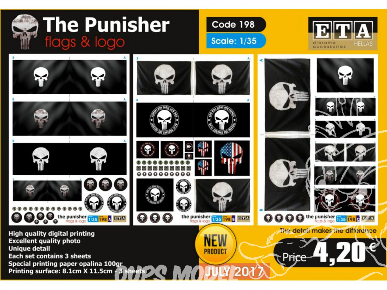 ETA diorama 198 The Punisher drapeaux et logos 1/35