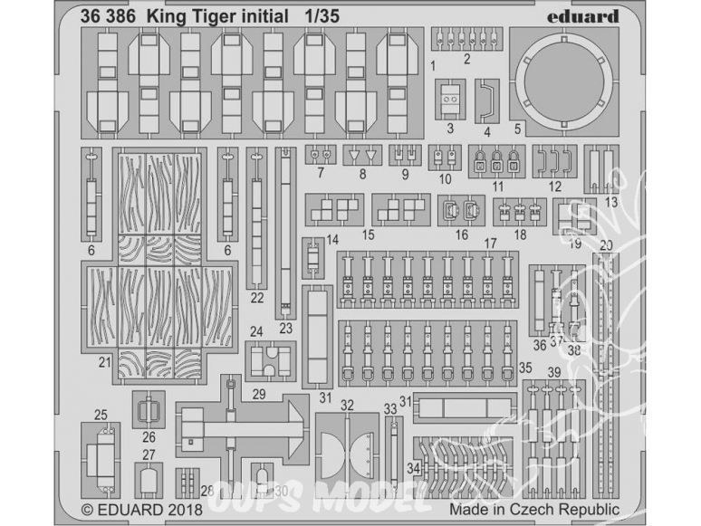Eduard photodecoupe militaire 36386 King Tiger Initial Takom 1/35
