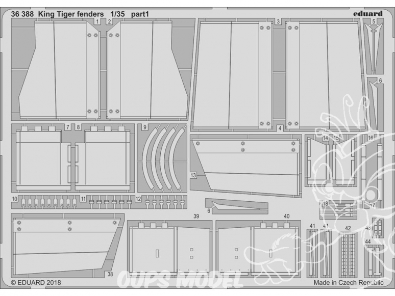 Eduard photodecoupe militaire 36388 King Tiger Initial Jupes - Fenders Takom 1/35