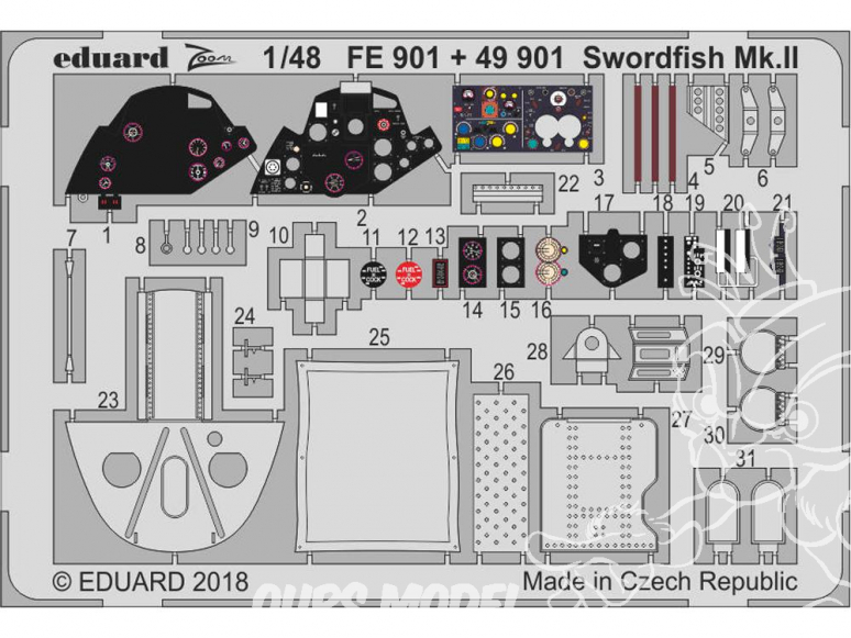 EDUARD photodecoupe avion 49901 Amélioration Swordfish Mk.II Tamiya 1/48