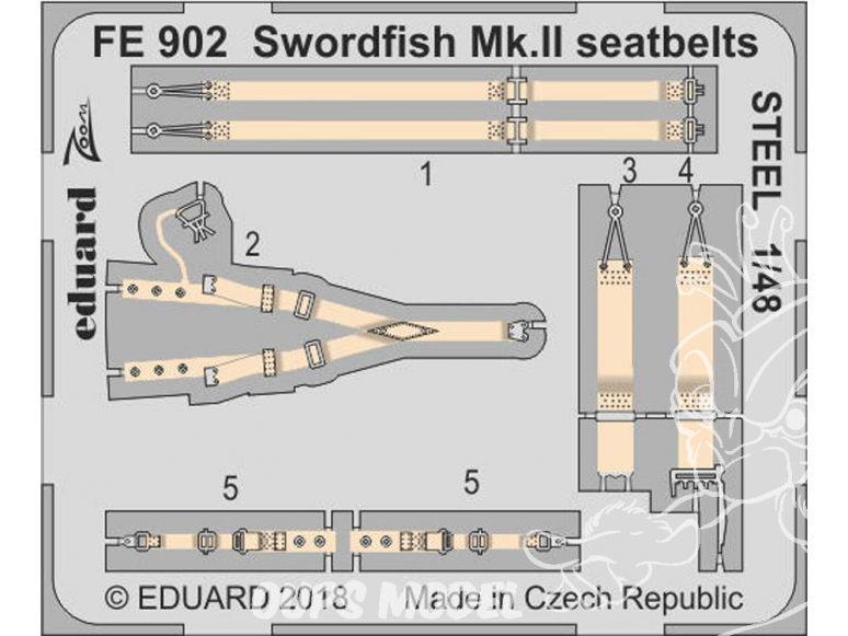 EDUARD photodecoupe avion FE902 Harnais métal Swordfish Mk.II Tamiya 1/48