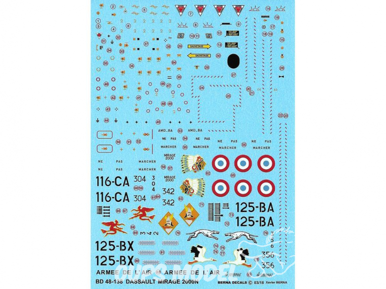 BERNA DECALS BD48-138 Dassault Mirage 2000N EC 2/4 la fayette 1/48