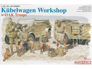 Dragon maquette militaire 6338 Kubelwagen Atelier avec Troupes DAK 1/35