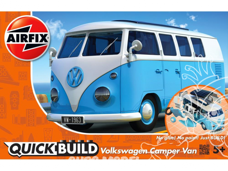 Airfix maquette militaire J6024 QUICK BUILD VW Camper Van Bleu