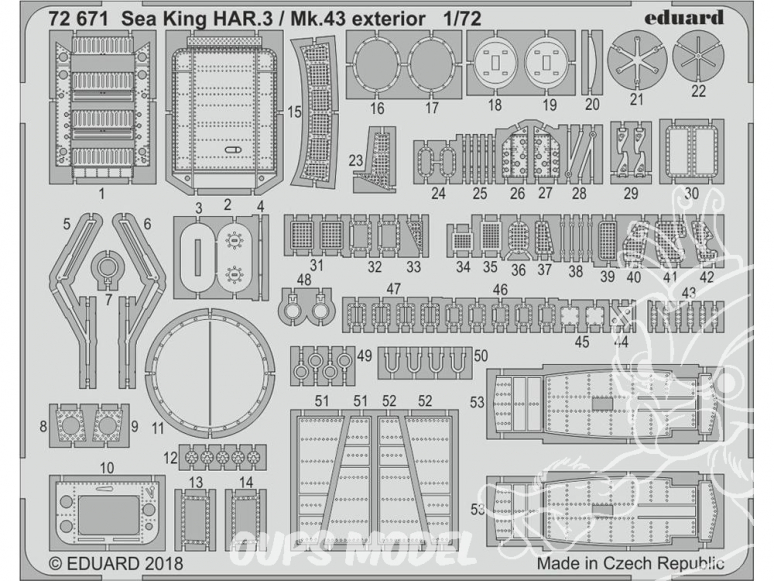 Eduard photodecoupe helicoptere 72671 Extérieur Sea King HAR.3 / Mk.43 Airfix 1/72