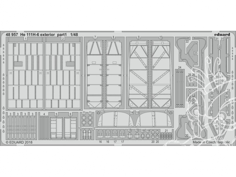 EDUARD photodecoupe avion 48957 Extérieur Heinkel He 111H-6 Icm 1/48