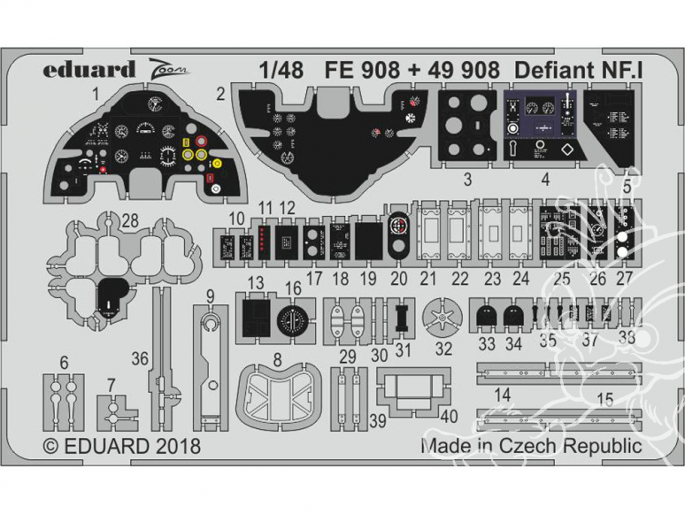 EDUARD photodecoupe avion FE908 Zoom Amélioration Defiant NF.I Airfix 1/48