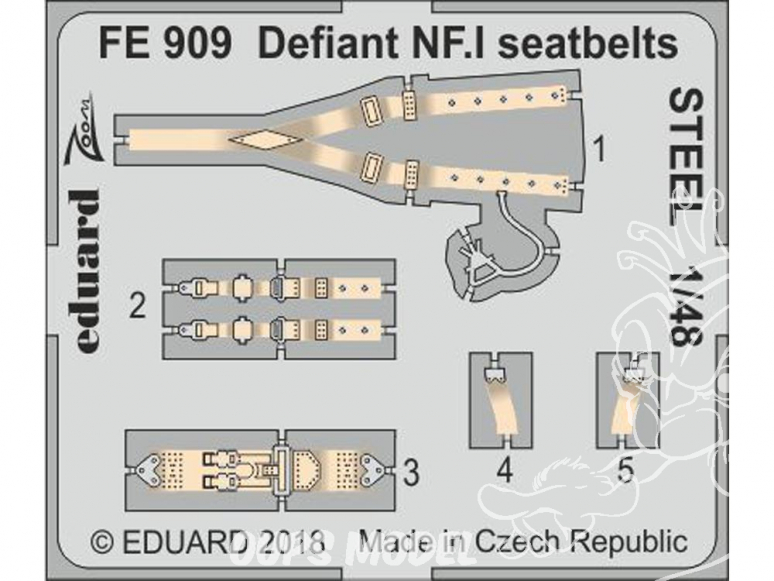 EDUARD photodecoupe avion FE909 Harnais métal Defiant NF.I Airfix 1/48