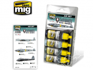 MIG peinture 7220 Set couleurs Luftwaffe WWII Milieu de guerre et chasseurs de nuit 4 x 17ml