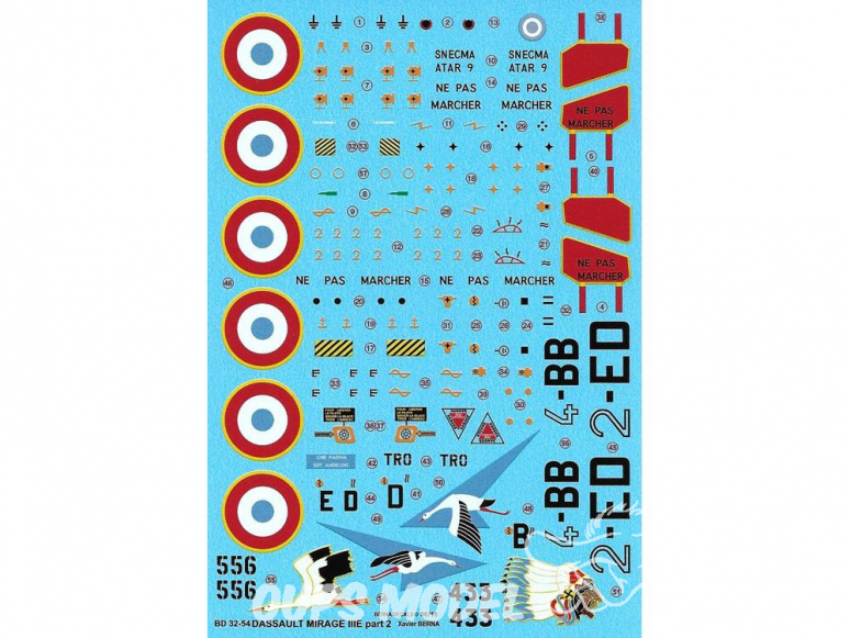 BERNA DECALS BD32-54 Dassault Mirage IIIE Part 2 1/32