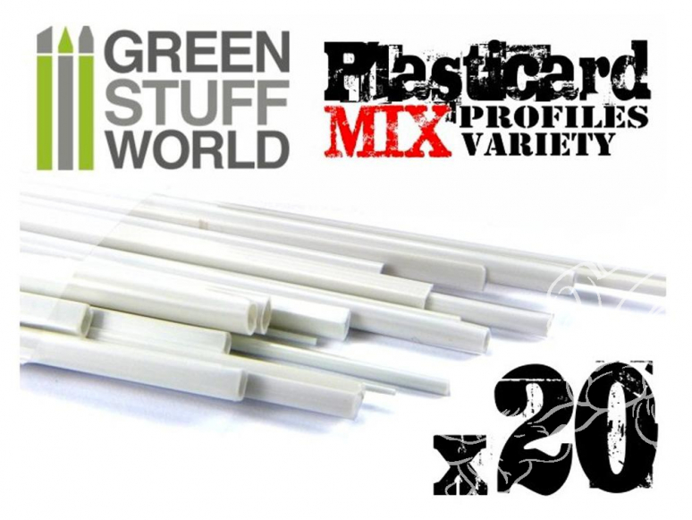 Green Stuff 366279 Plasticard PROFILÉ Mixtes x20 profilés