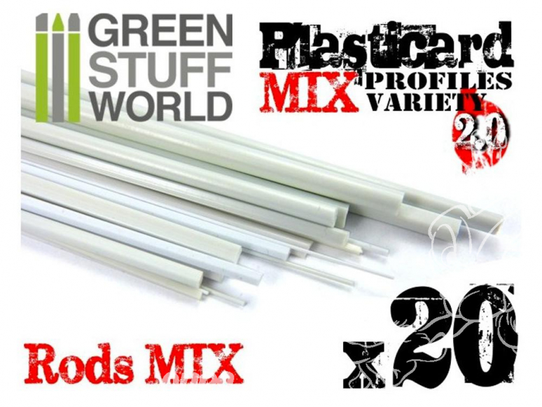 Green Stuff 366996 Plasticard PROFILÉ TIGE Mixtes x20 profilés