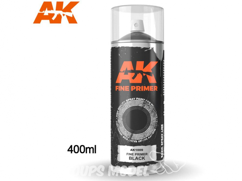 Ak Spray AK1009 Bombe d'appret fin noir 400ml Fine Primer