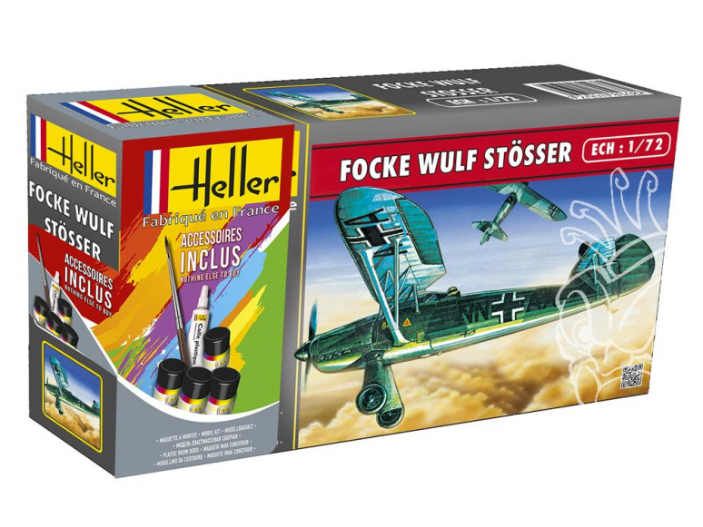 Heller maquette avion 56238 Focke Wulf Stosser inclus peintures principale colle et pinceau 1/72