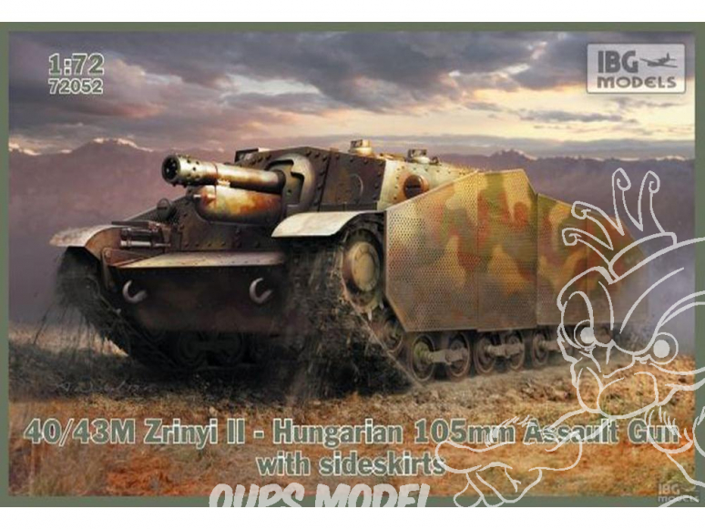 IBG maquette militaire 72052 40/43M Zrinyi II Canon d'assaut Hongrois 105mm avec jupes laterale 1/72
