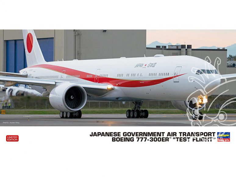 Hasegawa maquette avion 10824 Boeing 777-300ER du gouvernement japonais "Vol d'essai" 1/200