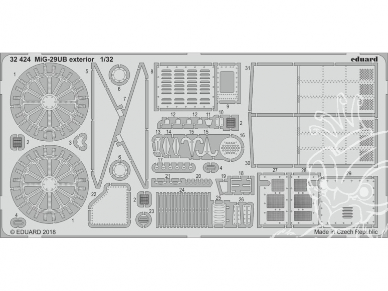 Eduard photodécoupe avion 32424 Exterieur MiG-29UB Trumpeter 1/32