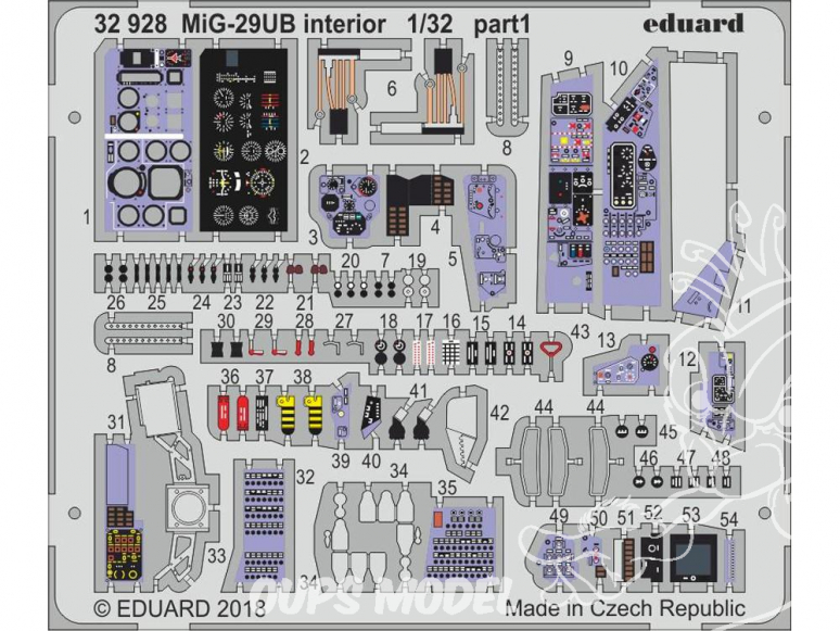 Eduard photodécoupe avion 32928 Interieur MiG-29UB Trumpeter 1/32