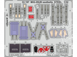 Eduard photodécoupe avion 33197 Harnais métal MiG-29UB Trumpeter 1/32