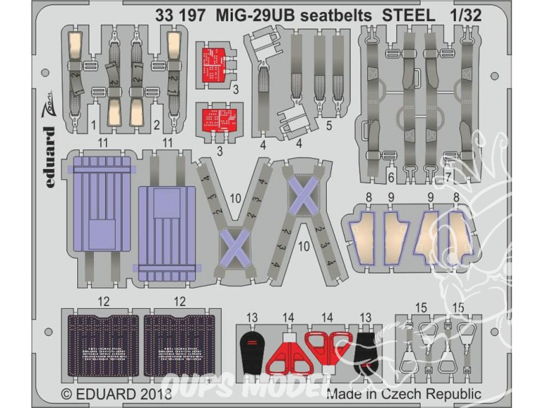 Eduard photodécoupe avion 33197 Harnais métal MiG-29UB Trumpeter 1/32