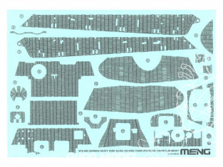 Meng maquette voiture SPS-060 Zimmerit en decalques pour Sd.Kfz.182 King Tiger tourelle porsche 1/35