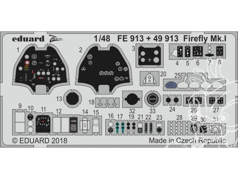 EDUARD photodecoupe avion FE913 Zoom Firefly Mk.I Trumpeter 1/48