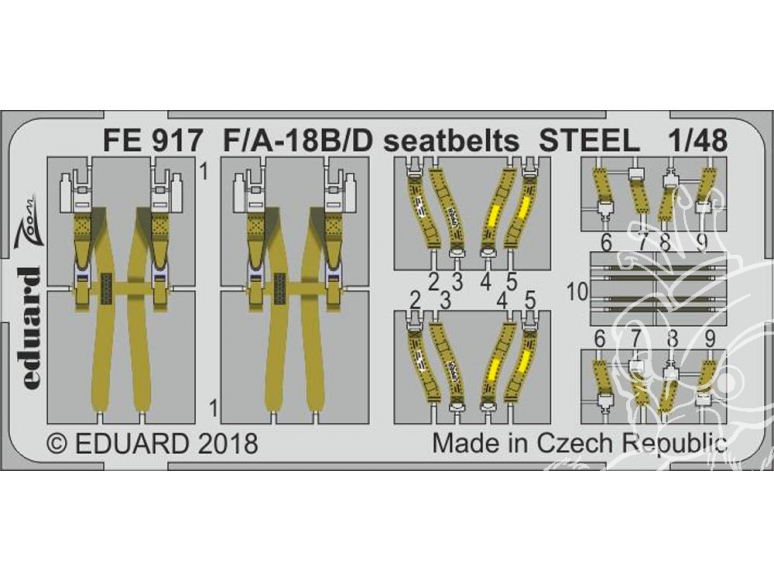 EDUARD photodecoupe avion FE917 Harnais métal F/A-18B/D Kinetic 1/48