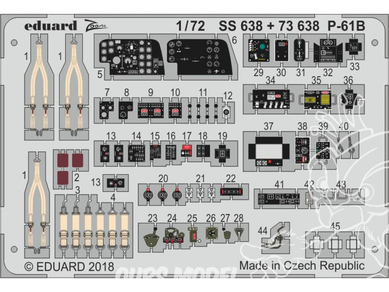Eduard photodecoupe avion 73638 Intérieur P-61B Hobby Boss 1/72