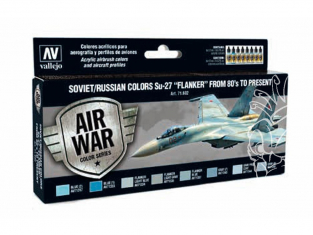 Vallejo Set Model Air 71602 Sukhoi Su-27 "Flanker" des Années 80' à Aujourd'hui 8 x 17ml