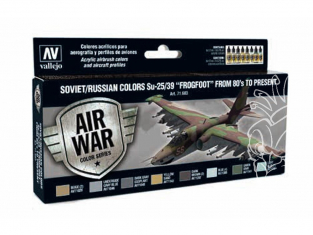 Vallejo Set Model Air 71603 Sukhoi Su-25/39 "Frogfoot" des Années 80' à Aujourd'hui 8 x 17ml