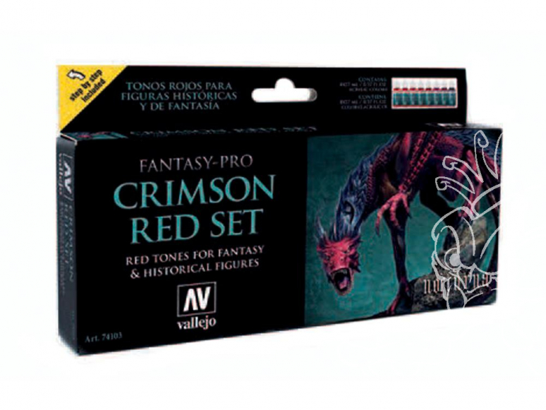 Vallejo Set Fantasy Pro 74103 Set rouge Cramoisi 8 x 17ml