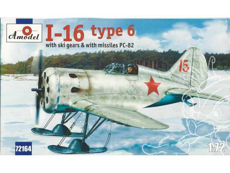 Amodel maquettes avion 72164 POLIKARPOV I-16 type 6 CHASSEUR SOVIÉTIQUE (avec skis et roquettes) 1940 1/72