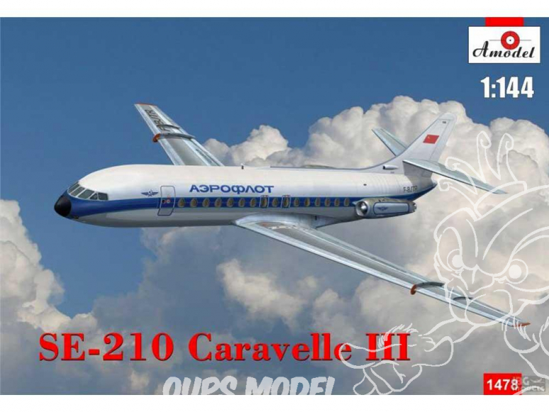 Amodel maquette avion 1478 SUD-AVIATION SE-210 "CARAVELLE" III 1966 1/144