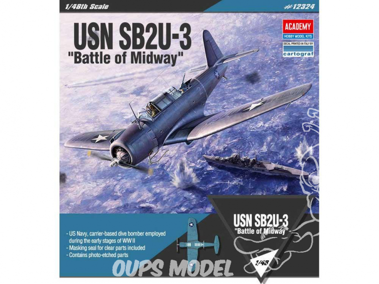 Academy maquette avion 12324 USN SB2U-3 Battle of Midway 1/48