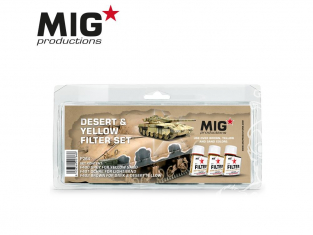 MIG Productions by Ak P264 Set de Filtres enamel Desert & Jaune 3 x 35ml