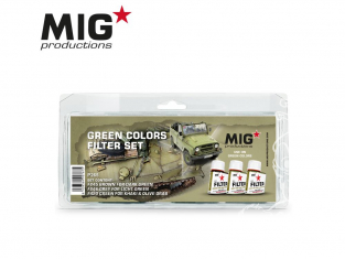 MIG Productions by Ak P265 Set de Filtres enamel pour couleurs vertes 3 x 35ml
