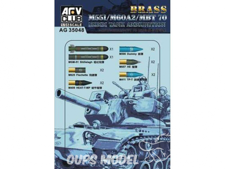 AFV Club accessories militaire 35048 SET DE MUNITIONS DE 152MM pour M60A2/M551/MBT7 1/35