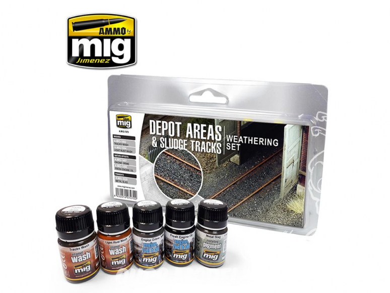 MIG peinture 7470 Set de Weathering pour Aires de dépot et saleté de rails 5 x 35ml