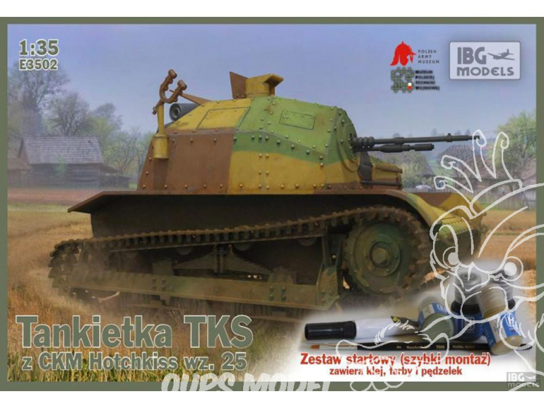 IBG maquette militaire E3502 TKS Tankette polonaise z CMK Hotchkiss wz.25 Quick Build inclus peinture HATAKA 1/35