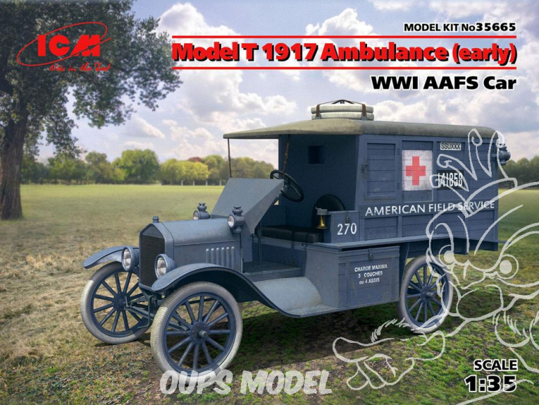 Icm maquette militaire 35665 Model T 1917 Ambulance (early) WWI AAFS Car 1/35