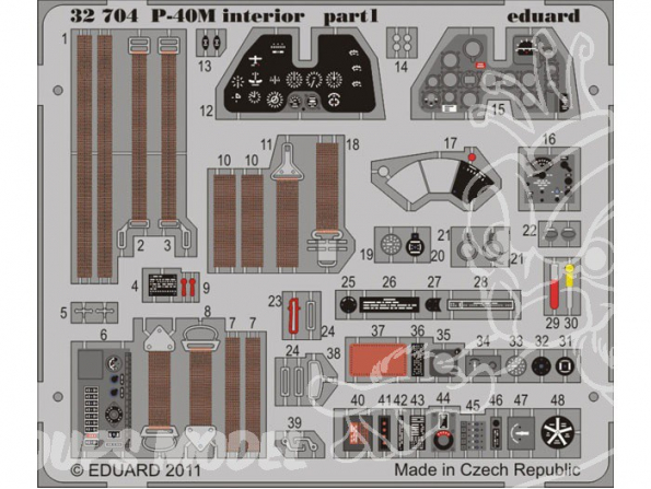 EDUARD photodecoupe 32704 Interieur de P-40M 1/32