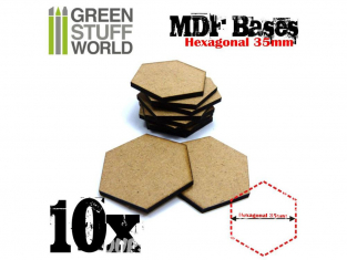 Green Stuff 368556 Socles HEXAGONALE 35 mm en MDF bois