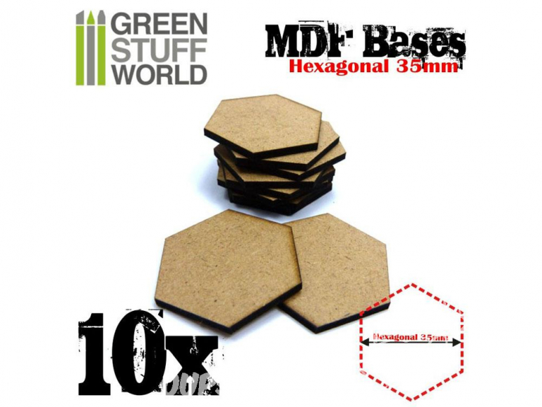 Green Stuff 368556 Socles HEXAGONALE 35 mm en MDF bois