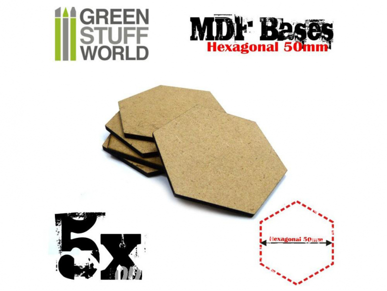 Green Stuff 368563 Socles HEXAGONALE 50 mm en MDF bois