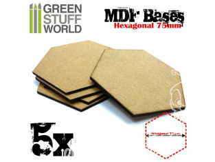 Green Stuff 368570 Socles HEXAGONALE 75 mm en MDF bois