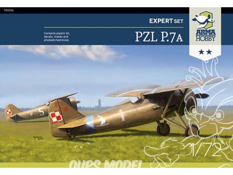 Arma Hobby maquette avion 70006 PZL P.7a Expert Set 1/72